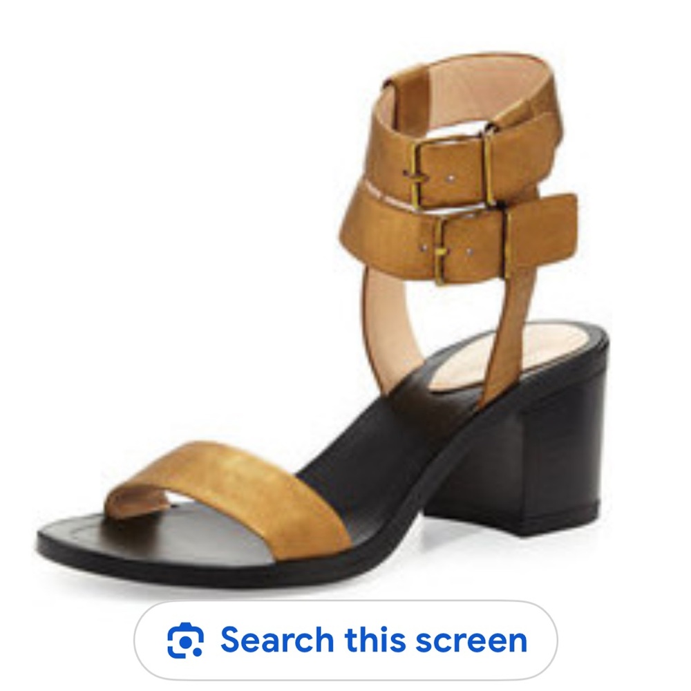 Pour La Victoire Dagney Metallic Leather City Sandals in Brass
